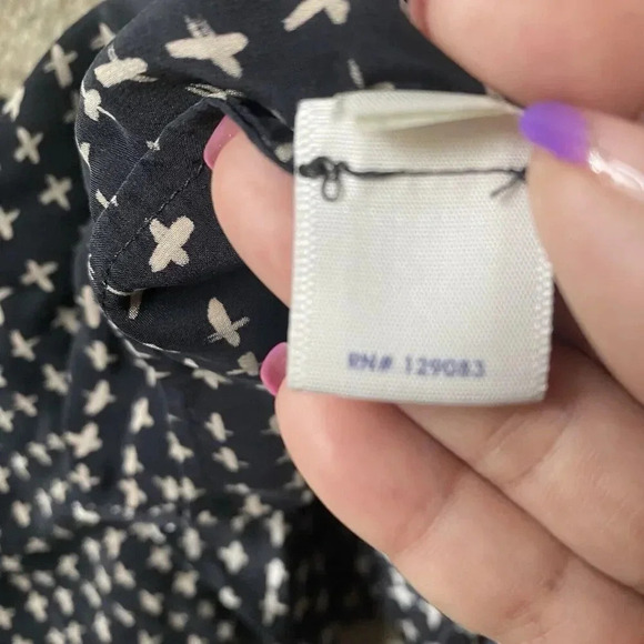 Rebecca Minkoff Womens Black Tan Abstract Silk Long Sleeve Button-Up Shirt Sz 2 - Picture 7 of 13